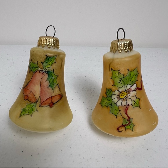 Source Unknown Other - VTG Frosted Glass Hand Painted Bell Christmas Ornaments Set of 2 West Germany